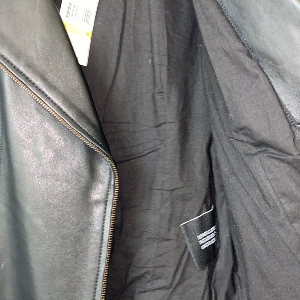 Michael Kors Black Leather Moto Jacket Medium - Picture 12 of 16